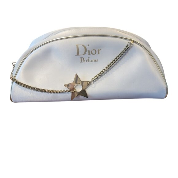 Dior  Parfums Trousse De Toilette Make up Bag White Satin Cosmetic/Travel Bag - Picture 1 of 14